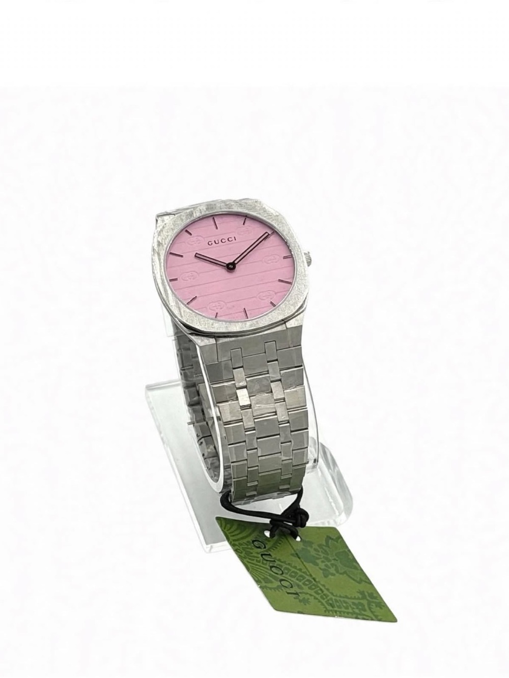 NWT Full Set Gucci 25H YA163410 Unisex Stainless Steel Pink Dial Watch 38mm⁠